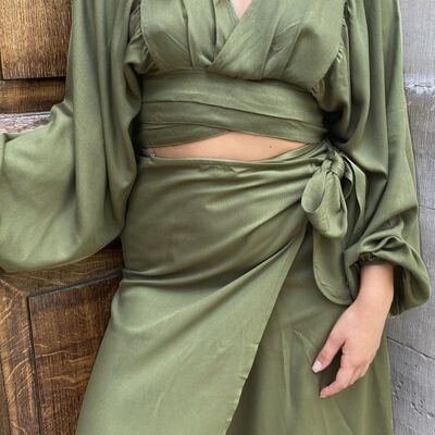 Olive Wrap Top