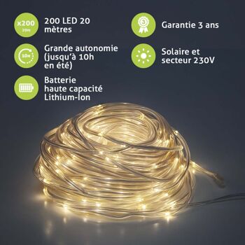 Guirlande Lumineuse Mini LED Étanche - Cordon renforcé Silver Solaire & Secteur 2