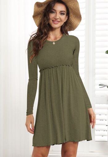 Robe empire bordée de laitue-vert olive 1