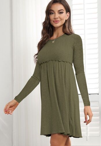 Robe empire bordée de laitue-vert olive 2