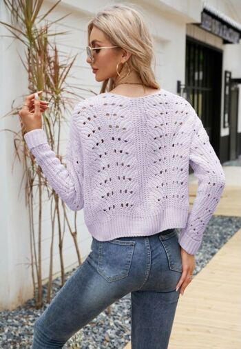Cardigan léger en tricot au crochet-Violet 3