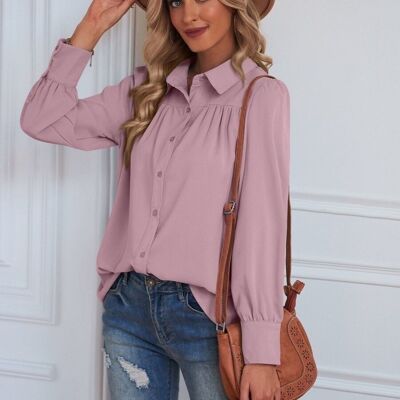 Classic Button Down Blouse-Pink