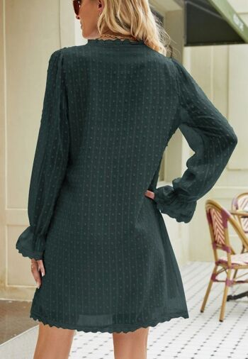 Robe à pois en dentelle au crochet-Vert 3