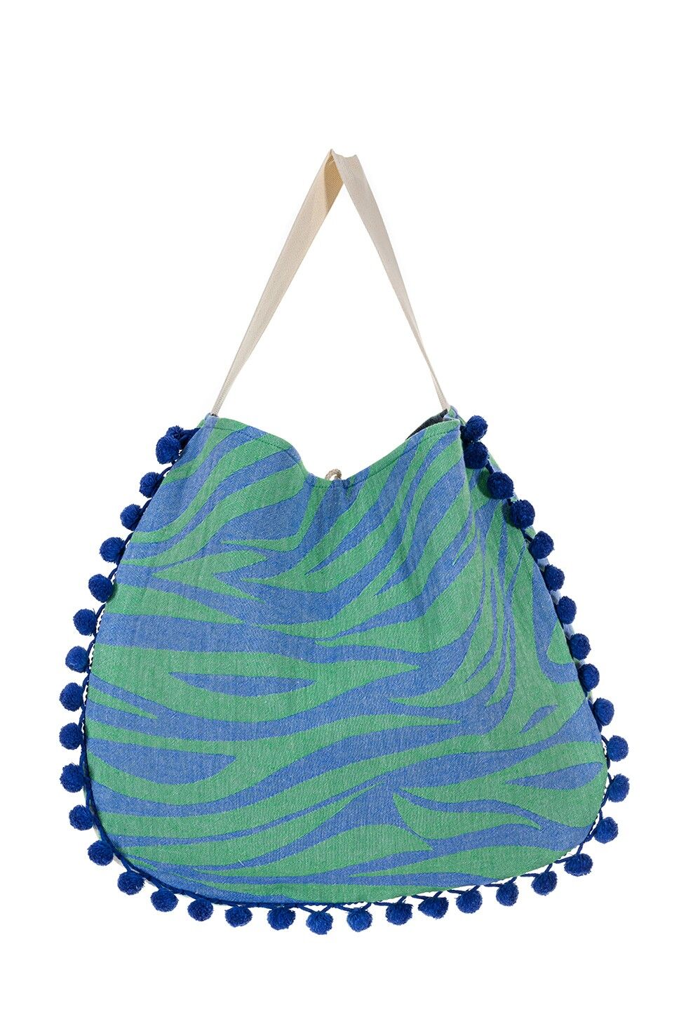 BORSA DA MARE MILOS ponpon P.BLUE & LIME