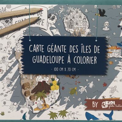 Carte géante à colorier "îles de Guadeloupe"