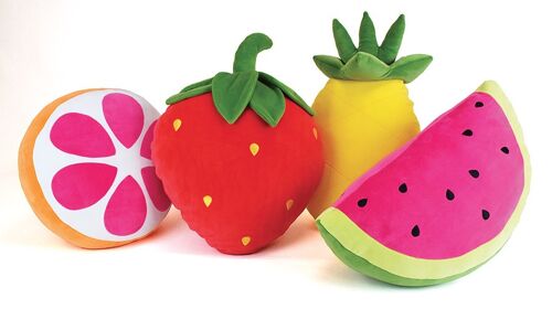 Peluches coussin Fruity's 50 cm, 4 assortis