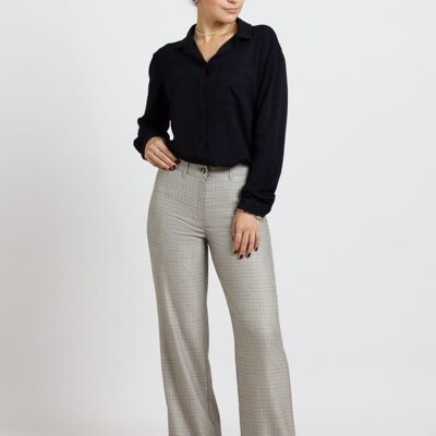 Pantalone plaid crema