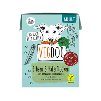 Nourriture humide ADULTE petits pois et flocons d'avoine dans un Tetra Pak 9