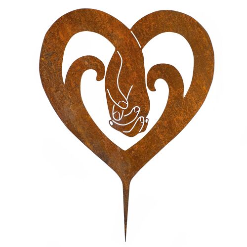 Edelrost Herz Gartenstecker-einfach einsteckbare Rostdeko aus hochwertigem Cortenstahl für Garten, Terrasse - Gartendeko rost