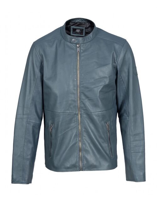 Blouson en cuir col motard BRUCE