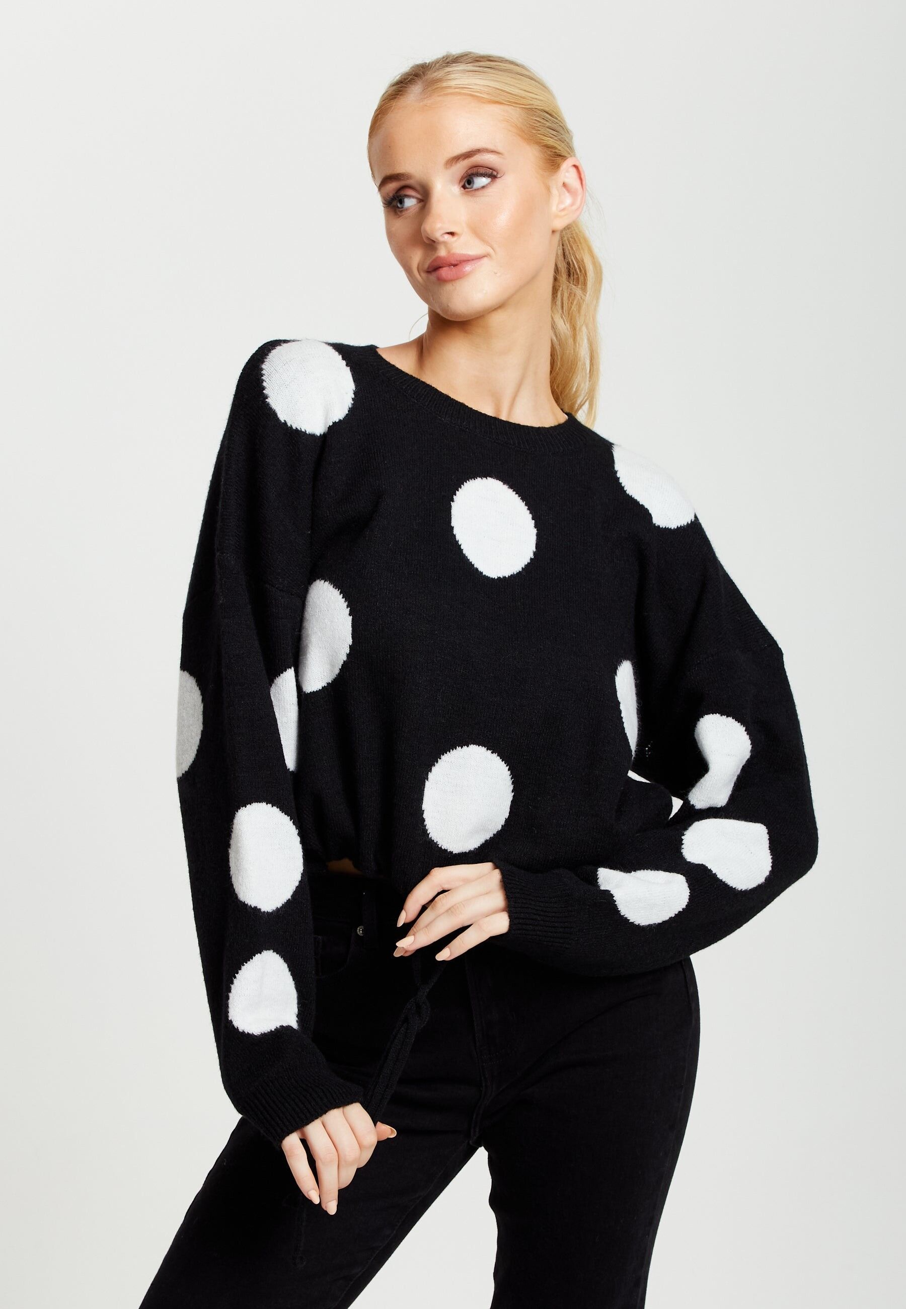 Black and white polka dot cheap jumper