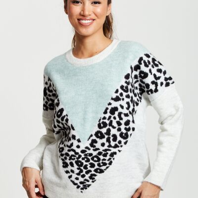 Pull Superposé Menthe Liquorish & Blanc & Animal