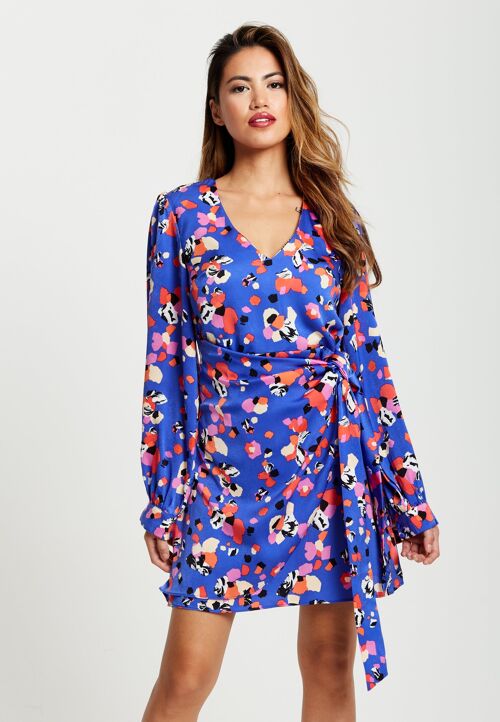 Liquorish Multicolour Abstract Dot Print Mini Wrap Dress