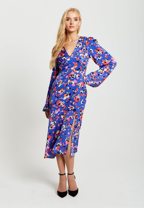 Liquorish Multicolour Abstract Dot Print Midi Dress