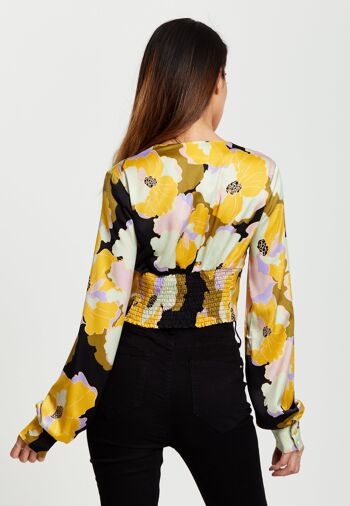 Crop top à imprimé fleuri ton sur ton Liquorish 5