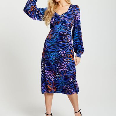 Liquorish Vivid Midi-Kleid mit Zebra-Print
