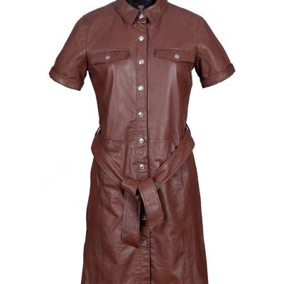 Leather dress with integrated belt VANIEE