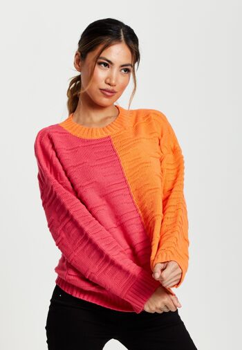 Pull color block Liquorish en orange et rose 2