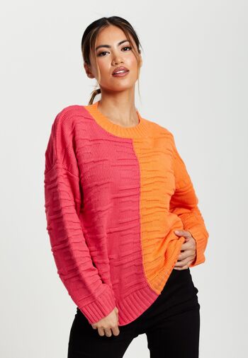 Pull color block Liquorish en orange et rose 3