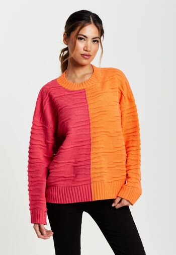 Pull color block Liquorish en orange et rose 4