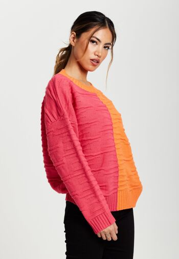 Pull color block Liquorish en orange et rose 5