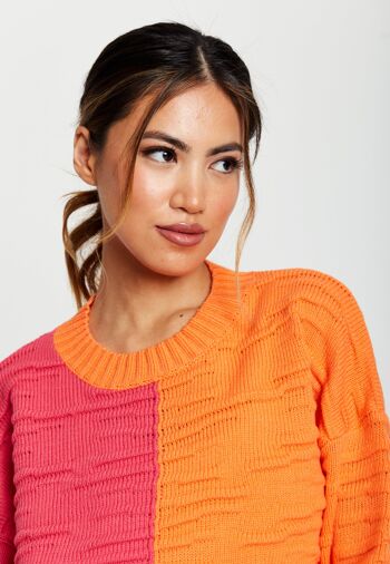 Pull color block Liquorish en orange et rose 7