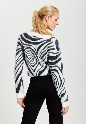 Cardigan Liquorish Fluffy noir et blanc 6