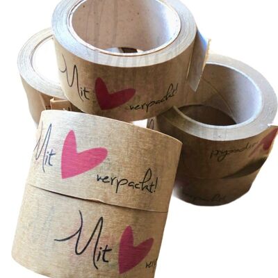 Parcel tape, kraft brown "with love..."