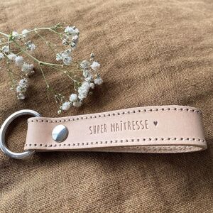 Porte-clefs en cuir naturel "Maîtresse"