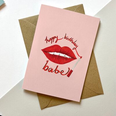 Lipstick Babe Birthday Card