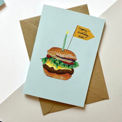 Tarjeta de hamburguesa de cumpleaños