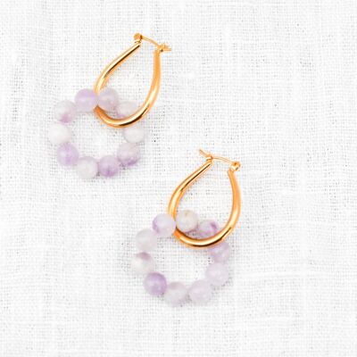 Women's gold-plated and semi-precious stones hoops