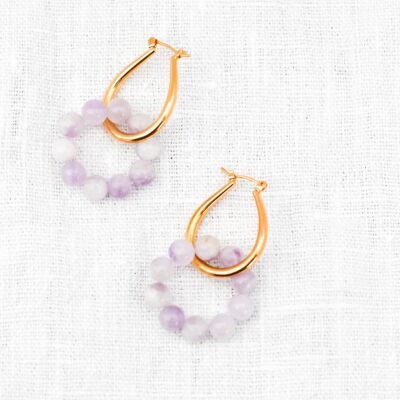 Women's gold-plated and semi-precious stones hoops