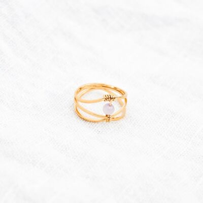 Women's gold-plated and stone ring