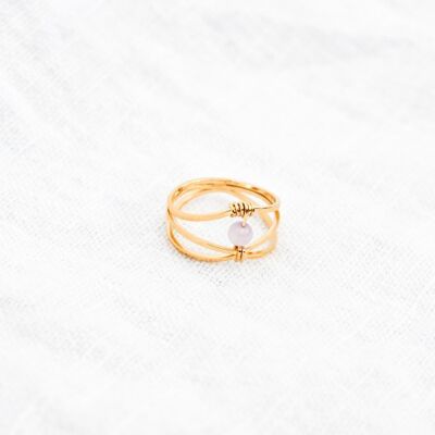 Women's gold-plated and stone ring