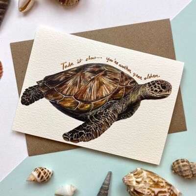 Take it Slow Turtle Card