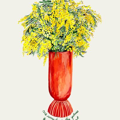Mimosa dans un vase de corail Giclée Print