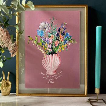 Shell Vase Of Garden Blooms Winter Edition Giclée Print 3