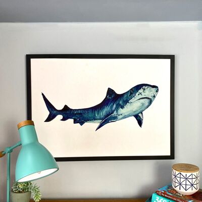 Impresión giclée de tiburón tigre