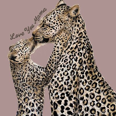 Te amo mamá leopardo beso impresión Giclée