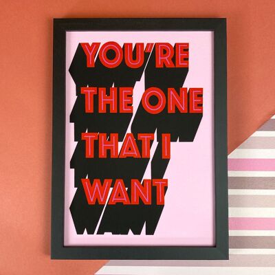 You're The One That I Want Blush Pink & Ruby Red Giclée-Druck