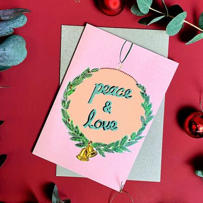 Tarjeta de Navidad de paz y amor