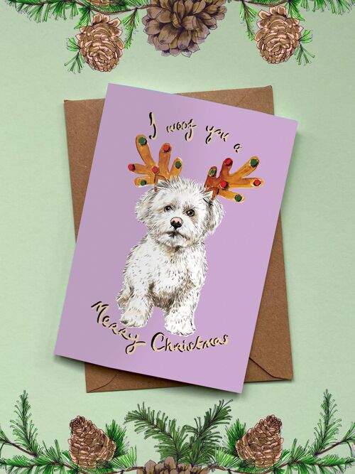 Christmas Reindeer Dog Card