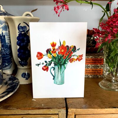 Vase mit Tulpen-Karte