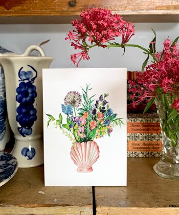 Carte Vase coquillage de fleurs de jardin 1