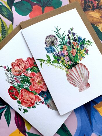Carte Vase coquillage de fleurs de jardin 3