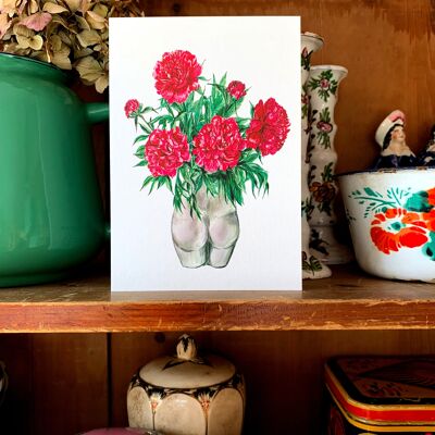 Peonies in Bum Vase Card