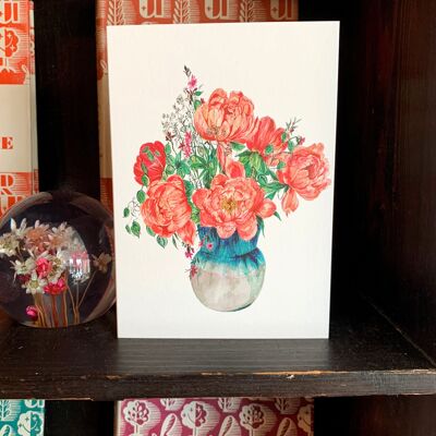 Coral Peonies Card