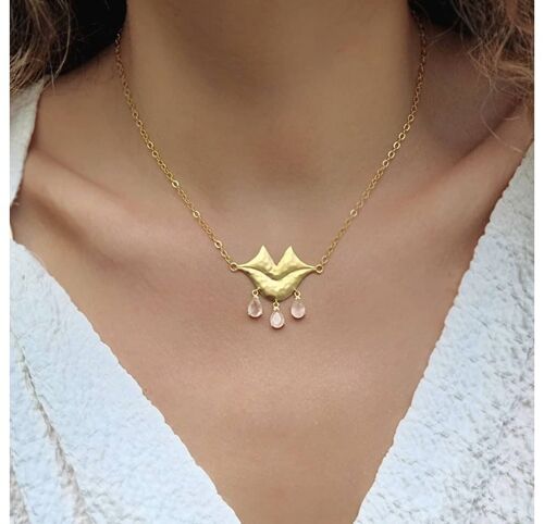 Collier chaîne VENUS avec quartz rose