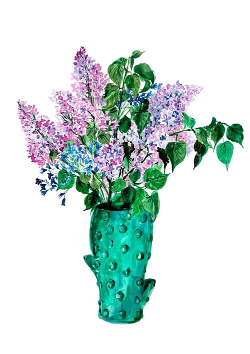 Lilacs in Cactus Vase Giclée Print